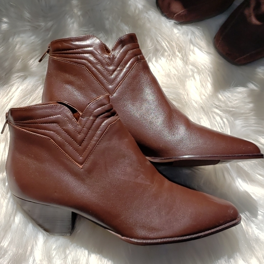 Amanda Smith ankle boots brown western back zip 8